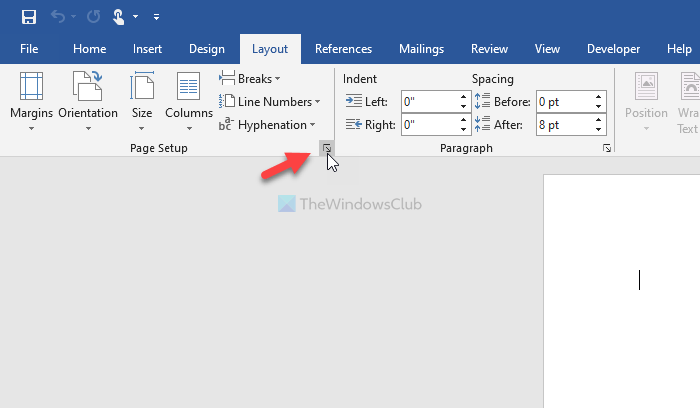 How to change default Gutter size and position in Word
