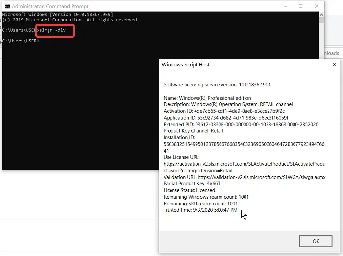 windows 10 serial key using scribt