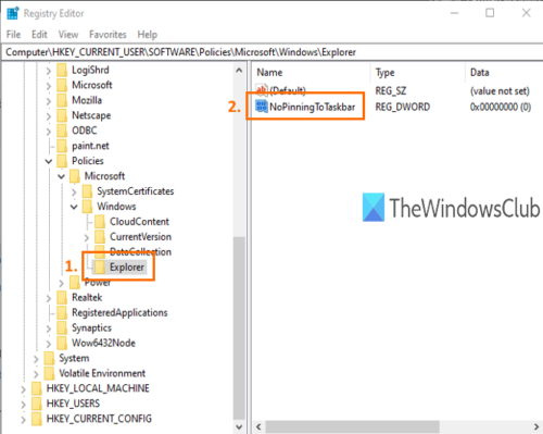 Prevent Pinning Or Unpinning Of Programs To Taskbar In Windows