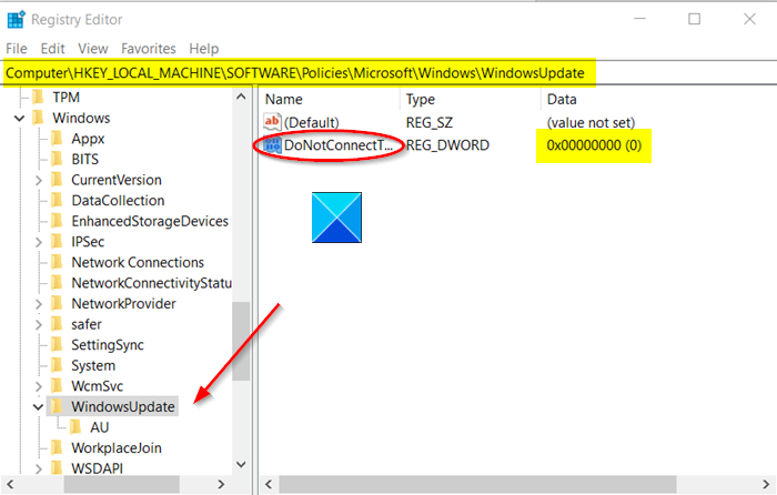 Do Not Connect to Windows Update
