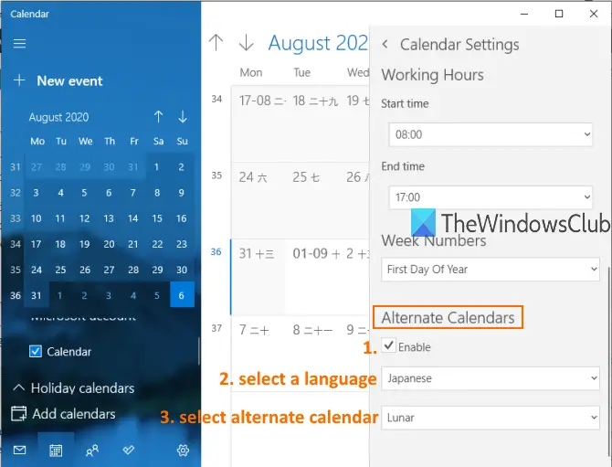 enable alternate calendars option to add alternate calendar