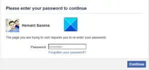 Enter Facebook Password