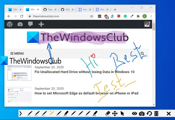 draw on screen in windows 10
