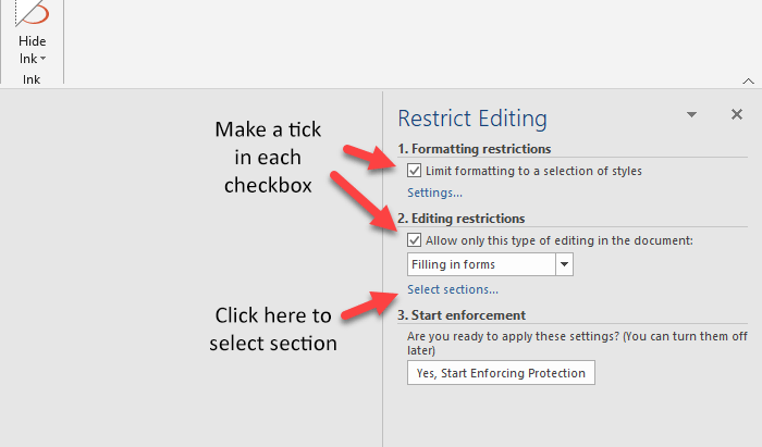 How to lock a specific part of a document in Word