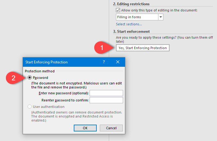 How to lock a specific part of a document in Word