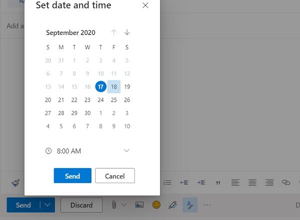 Schedule an email in Outlook.com