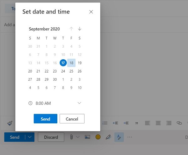 Schedule an email in Outlook.com