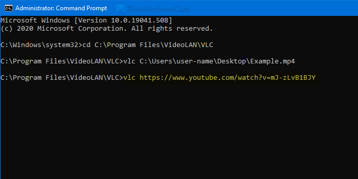 How to play a video with VLC using Command Prompt