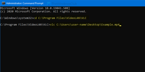 How to play video with VLC using Command Prompt