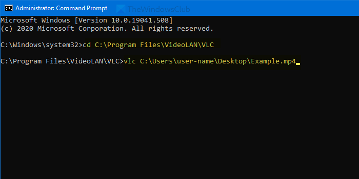 How to play a video with VLC using Command Prompt
