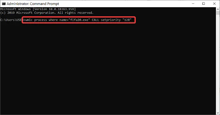 set process priority in command prompt