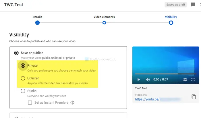 How to upload and share YouTube video privately