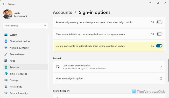 The user name or password is incorrect error on Windows 11/10 startup