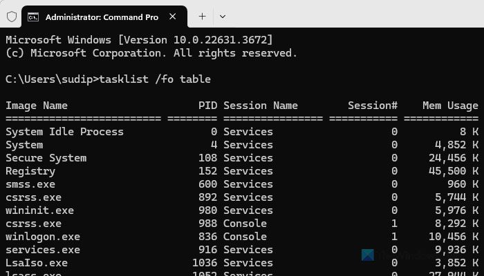 What are Tasklist and Taskkill commands in Windows 11/10