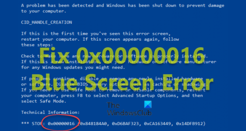 How to fix 0x00000016 Blue Screen Error on Windows 11/10