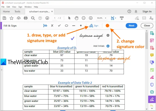 Add a signature to PDF