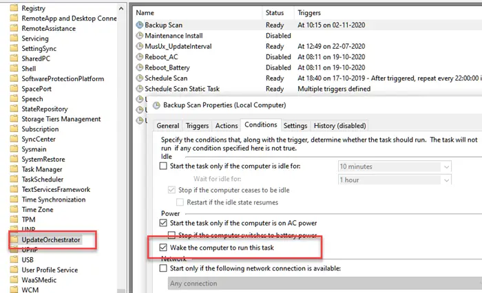 Backup Scan task Schedule