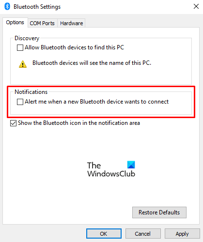 Bluetooth Add a device notification every minute