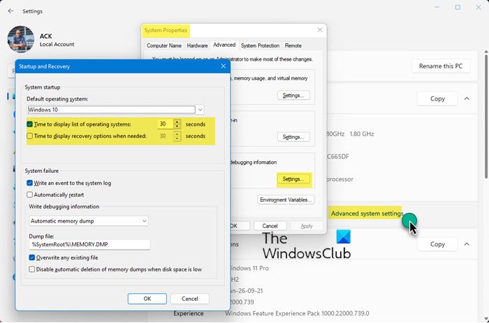 Change Time to display the list of operating systems