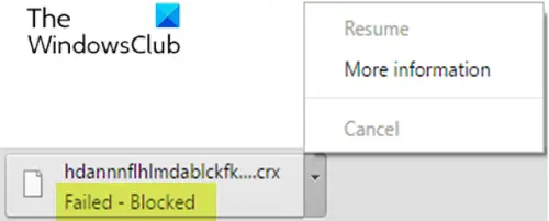 Failed – Blocked download error in Edge or Chrome