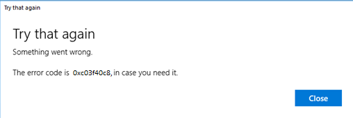 Fix Microsoft Store Error 0xc03f40c8