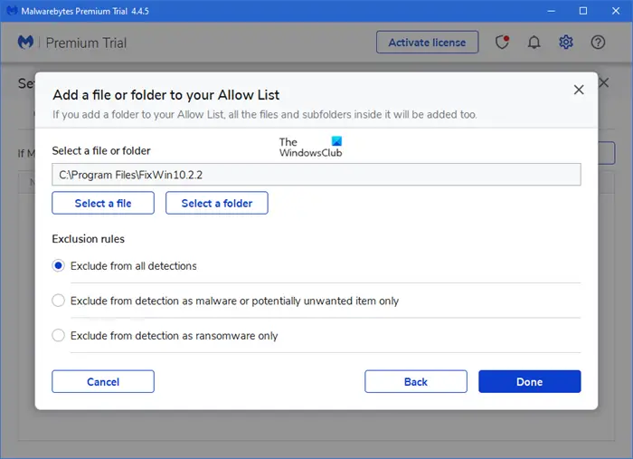 How to add Program to Malwarebytes Exclusion List 3