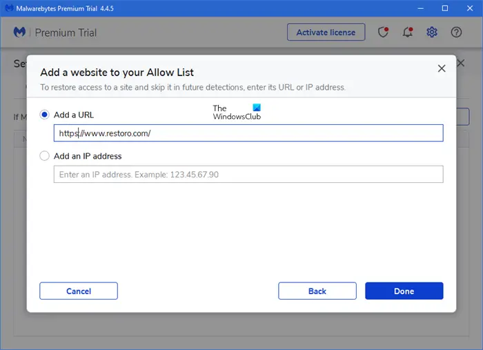 How to add Website to Malwarebytes Exclusion List