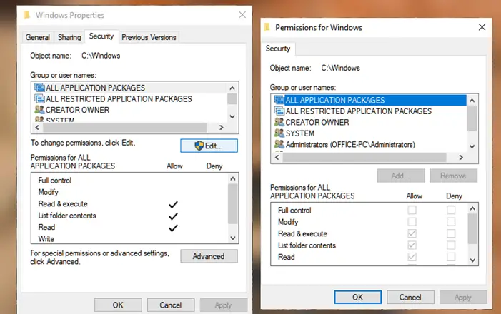 How to reset file & folder permissions to default in Windows