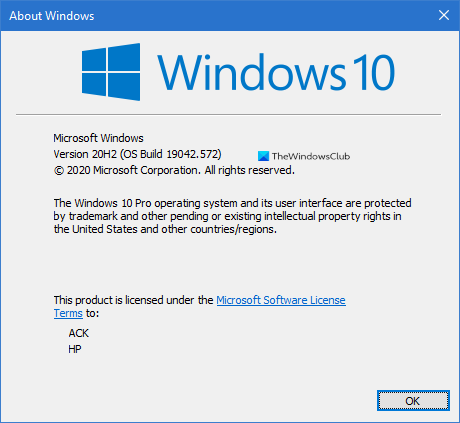 Windows 10 v20H2 October 2020 Update