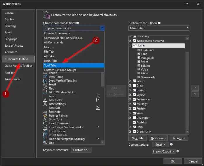 How to Add the Draw Tool Tab in Ribbon of Microsoft Office if it is missing