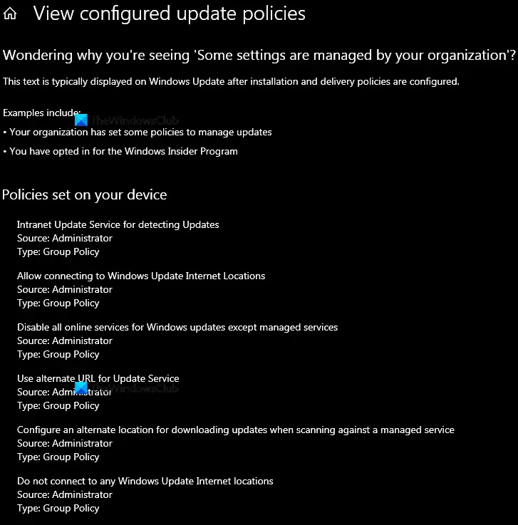 Your organization has set some policies to manage updates