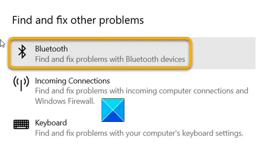 Exécutez l'utilitaire de résolution des problèmes Bluetooth-10