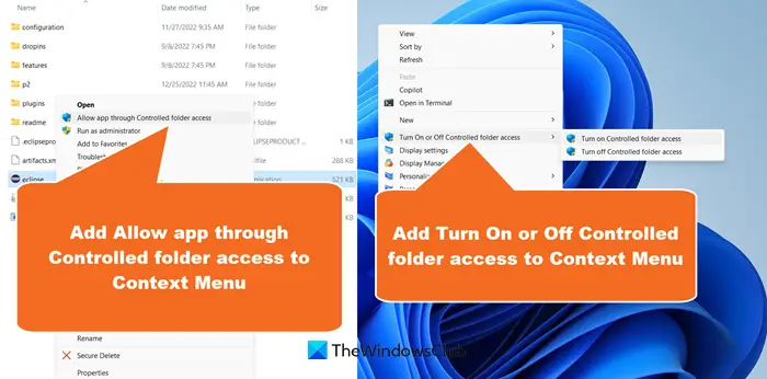 Add Controlled Folder Access commands to Context Menu 