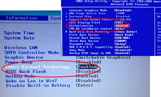 enable Hardware Virtualization in BIOS