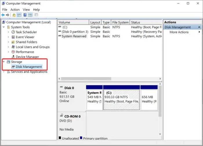 disk management tool to partition hard drive