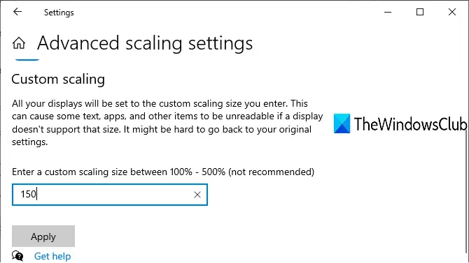 enter custom scaling size to fix desktop icons not moving problem