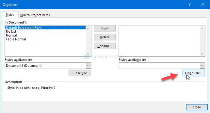 How to import formatting from a template or document in Word