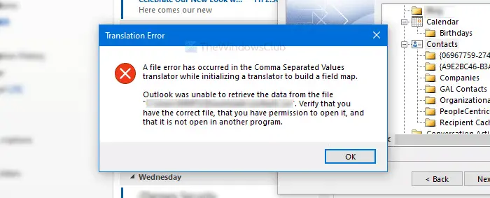 Fix A file error has occurred in the Comma Separated Values translator