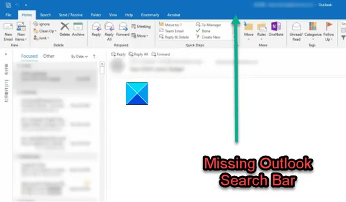 Outlook Search Bar Missing