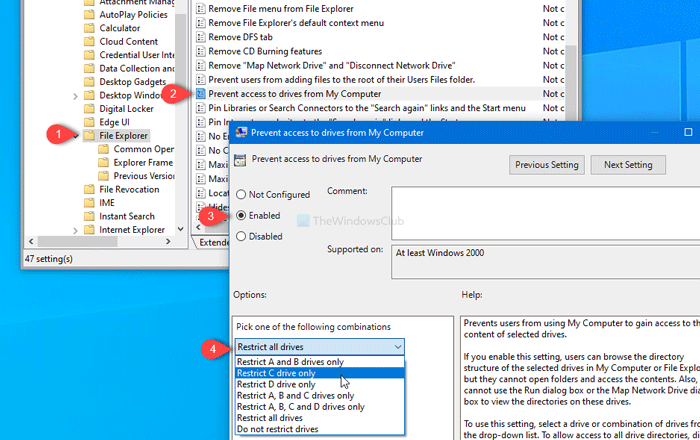 How to prevent users from accessing drives in This PC