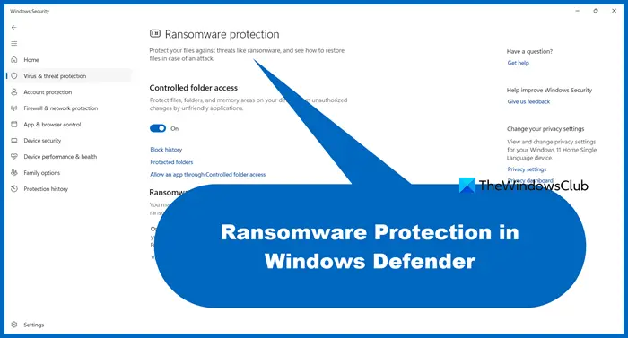 enable and configure Ransomware Protection in Windows Defender
