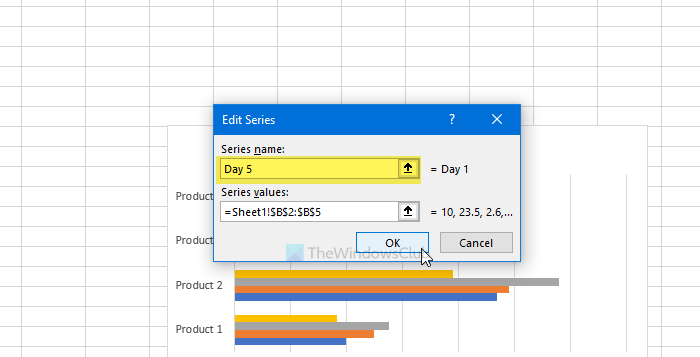 How to rename or edit data series name in Microsoft Excel