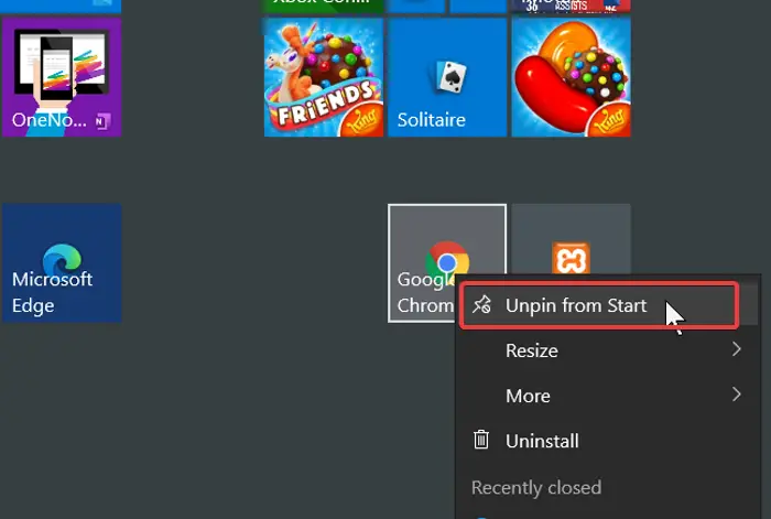 Pin or unpin program icons on the Start menu and Taskbar