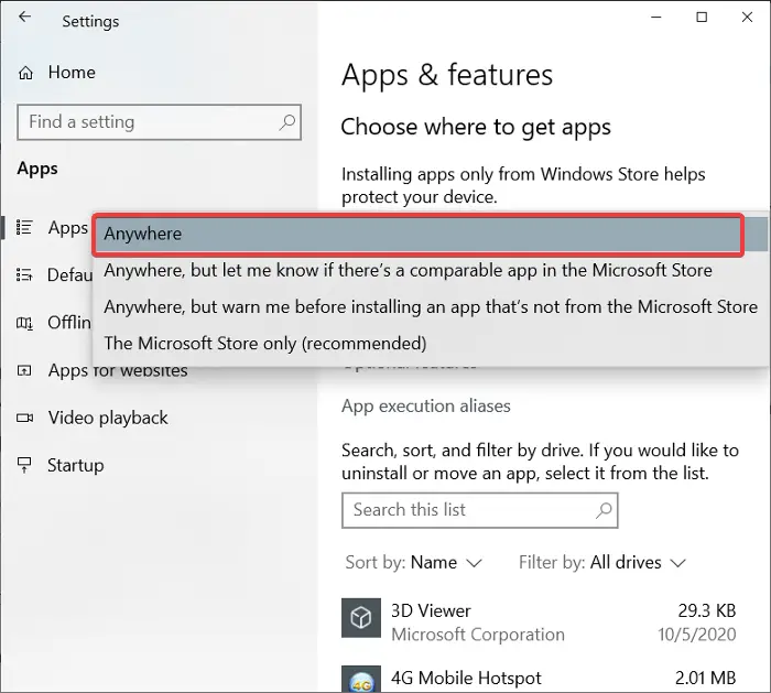 The app you’re trying to install isn’t a Microsoft-verified app