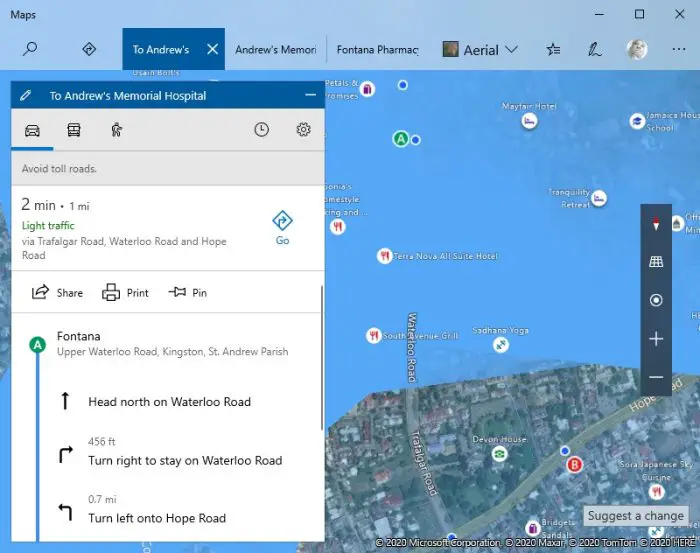 use Turn-by-Turn navigation features in Bing Maps