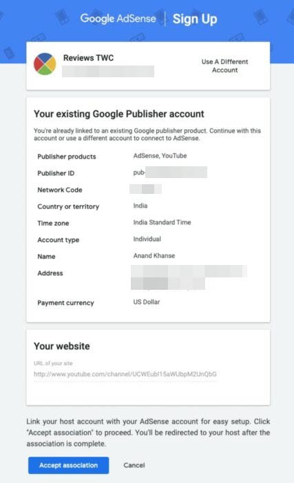 Connect YouTube to your existing Adsense account