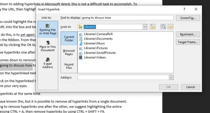 add or remove hyperlink in word add or remove hyperlink in word