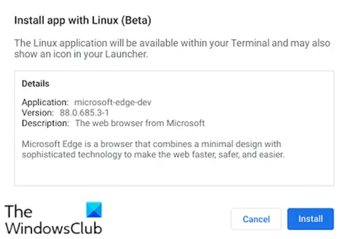 Install Microsoft Edge browser on Chromebook-GUI