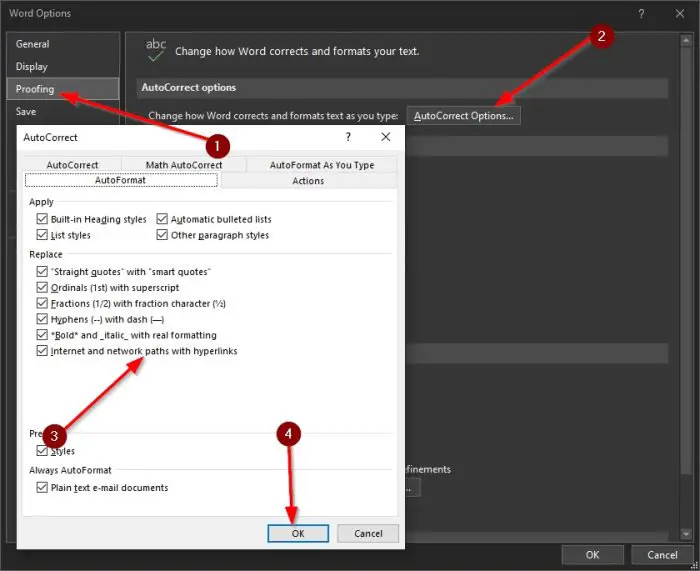 Add, Remove or Turn OFF hyperlinks in Microsoft Office