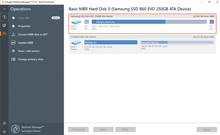 Paragon Partition Manager MBR GPT